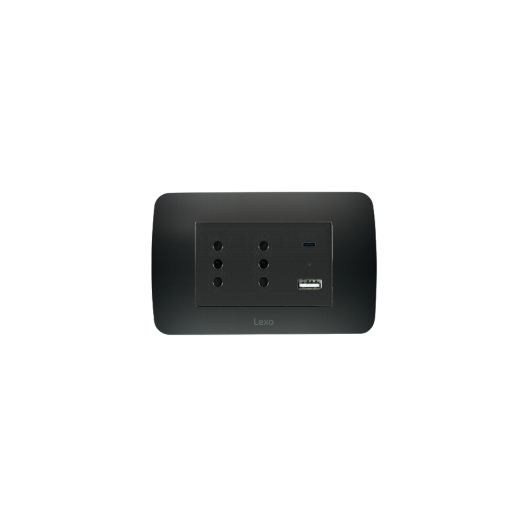 Enchufe duplex 10A + toma usb A y C color grafito certificado
