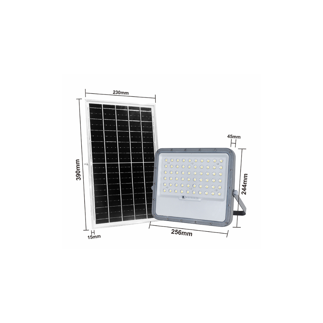 Proyector led solar 1400 lm luz fría control remoto