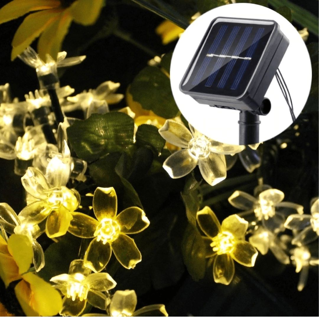 Guirnalda solar flor 5 metros luz cálida