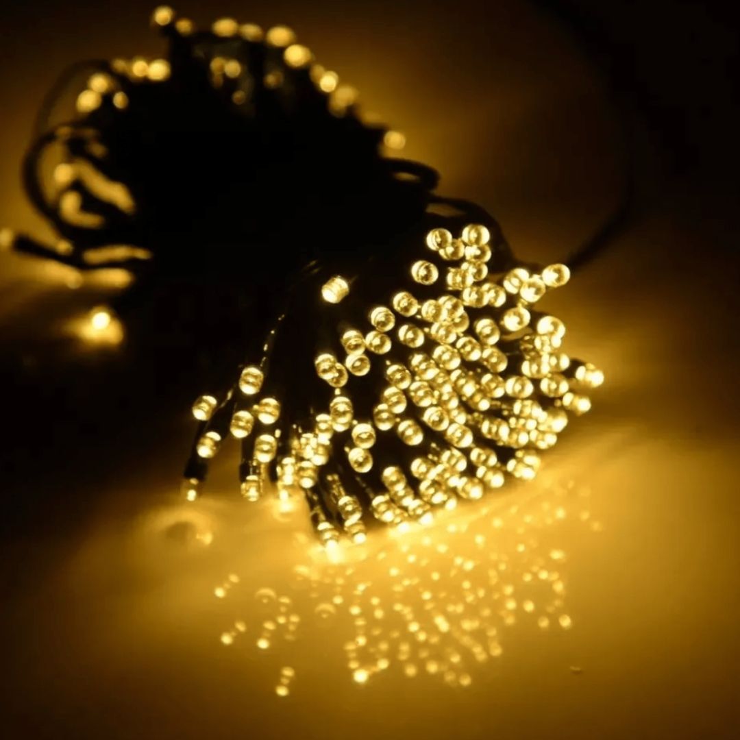 Guirnalda solar 100 ampolletas 10 metros luz cálida