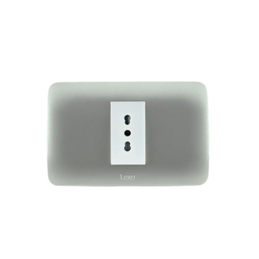 Enchufe simple 10/16A color plata certificado