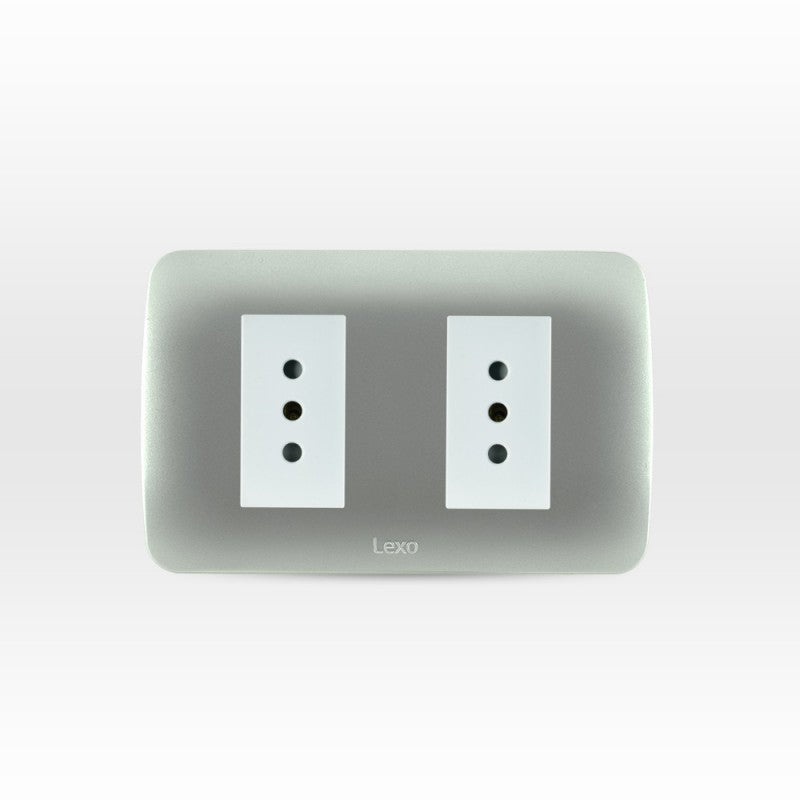 Enchufe doble 10A color plata certificado