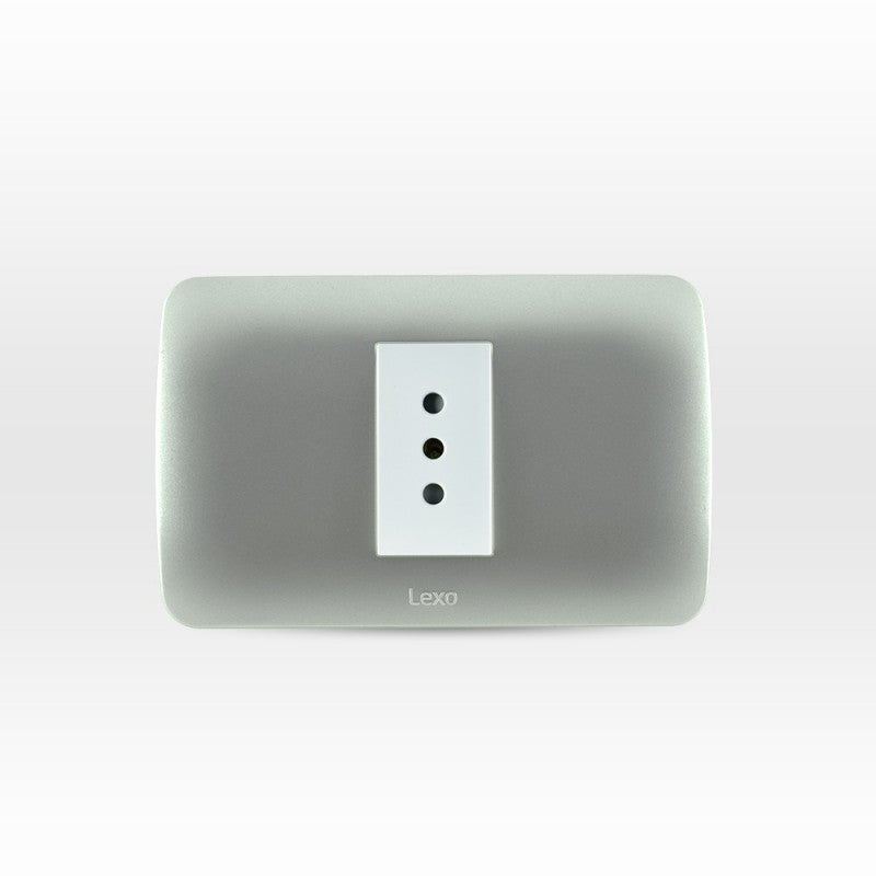 Enchufe simple 10A color plata certificado
