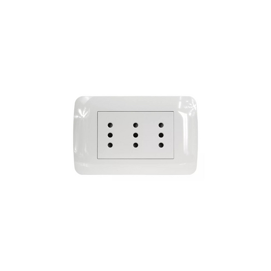 Enchufe triplex 10A color blanco certificado