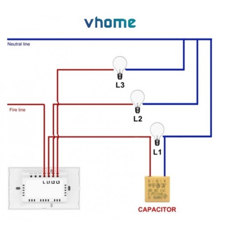 Interruptor Dimmer Wifi Vhome Touch Compatible Con Google Home y Alexa