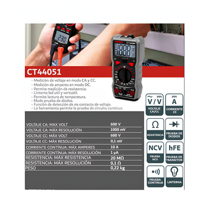 Multimetro digital portátil 600V