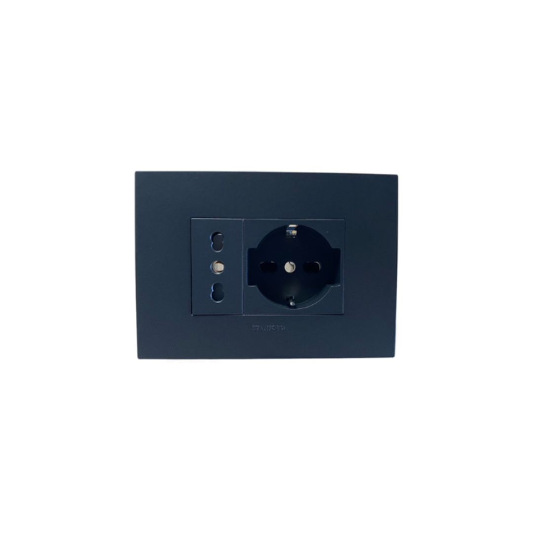 Enchufe schuko + enchufe 10/16A grafito certificado