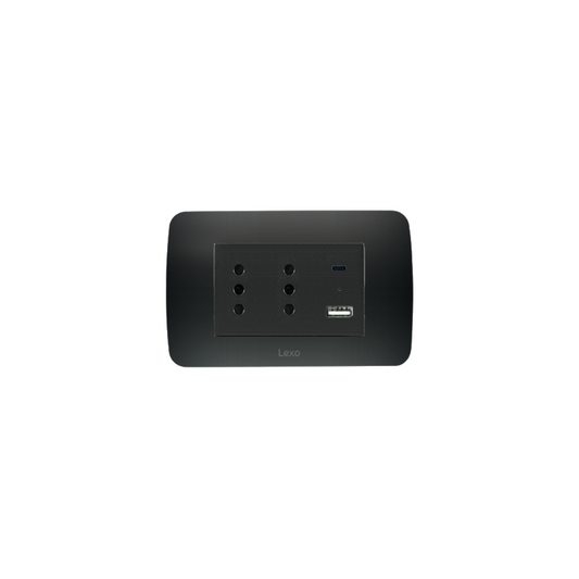 Enchufe duplex 10A + toma usb A y C color grafito certificado