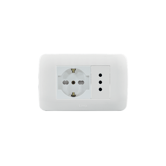 Enchufe simple 10A + schuko 10/16A color blanco certificado