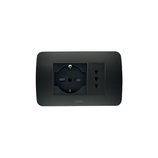 Enchufe simple 10A + schuko 10/16A color grafito certificado