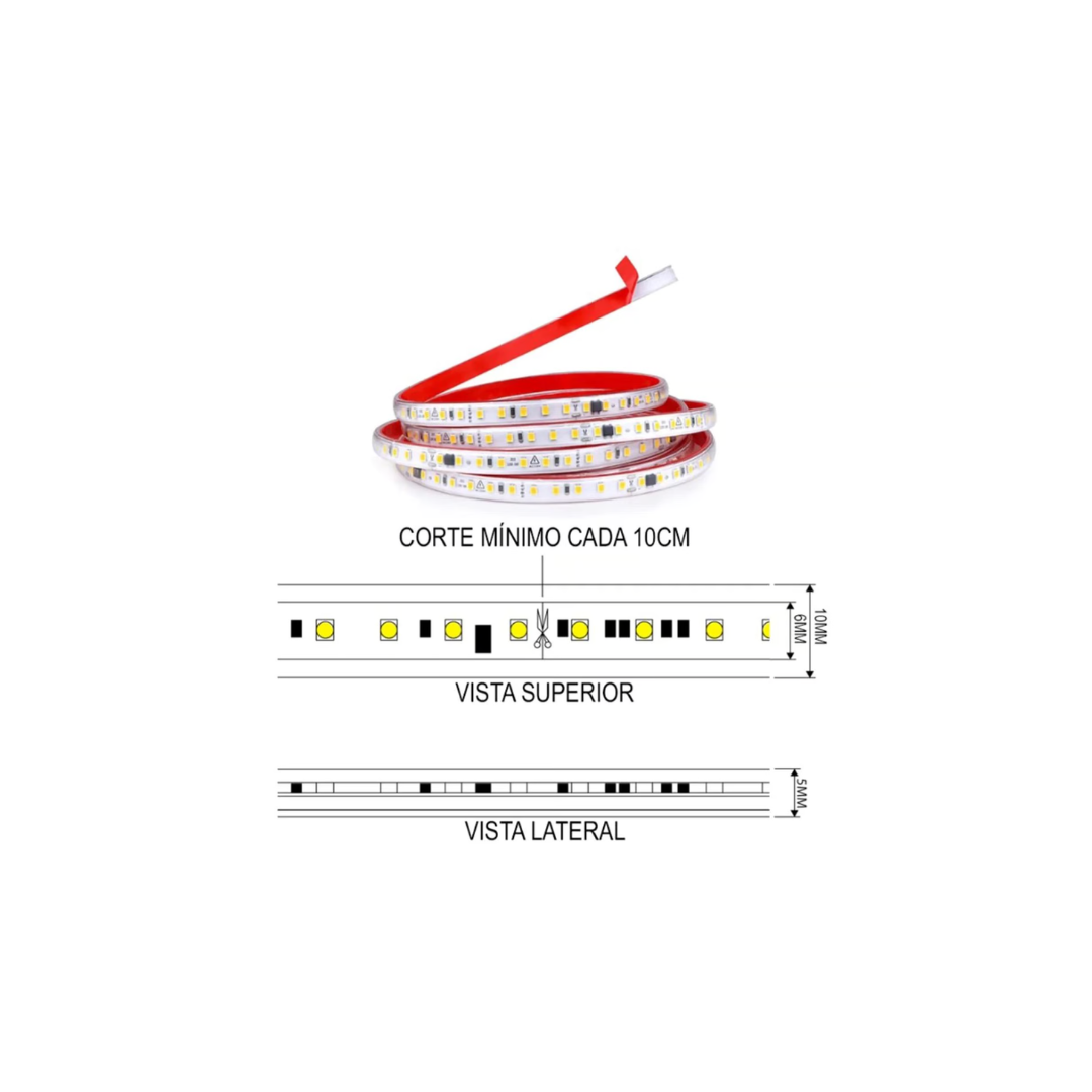 Cinta Led 220V 120LED 8W/M 10M luz cálida