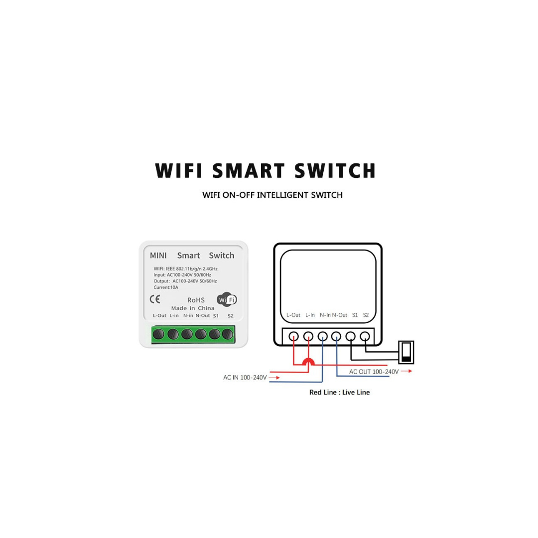 Modulo interruptor o enchufe wifi mini 16A compatible con Alexa y Google