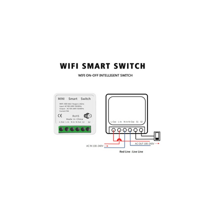 Modulo interruptor o enchufe wifi mini 16A compatible con Alexa y Google