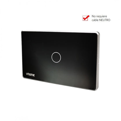 Interruptor Wifi RF vector design SN sin neutro black touch 1 canal compatible con Google Home y Alexa